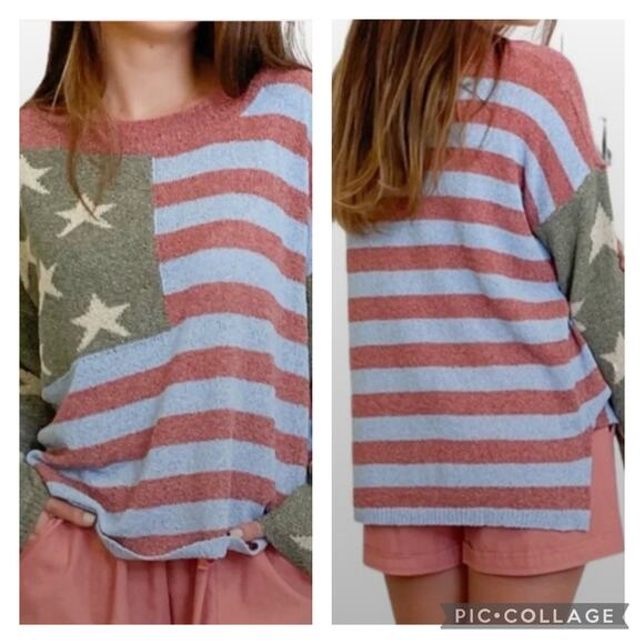 POL Sweaters - POL Stars Stripes Sweater Size Large